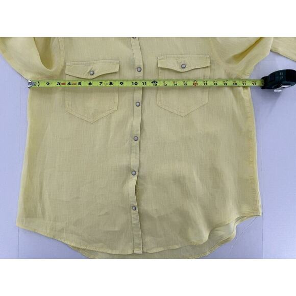 Sundance Pearl Snap Shirt Size M 100% Linen Yellow Western Rodeo Cowgirl - Picture 9 of 14